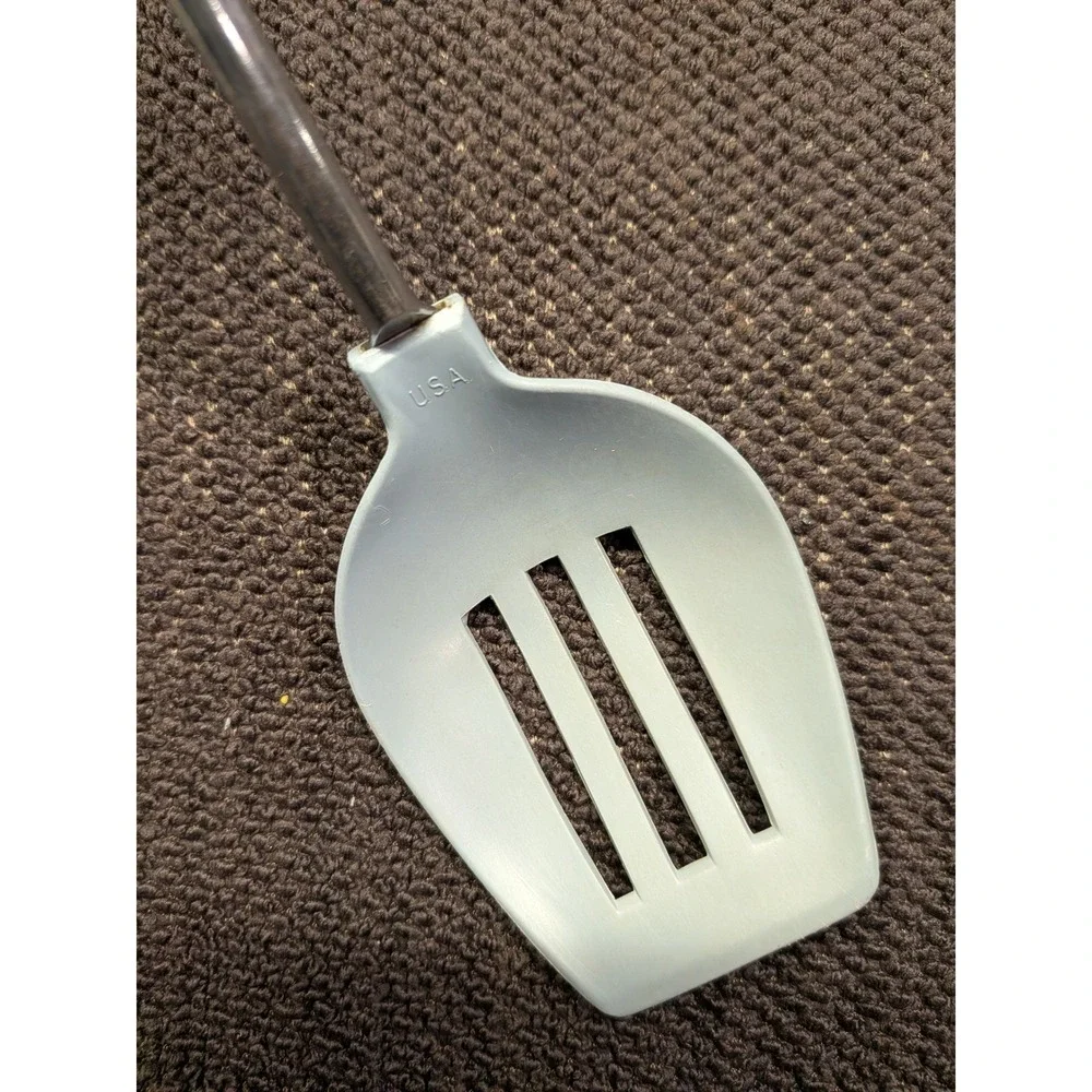 Vintage EKCO Slotted Turner Spatula Light Blue Nylon Handle Made in USA